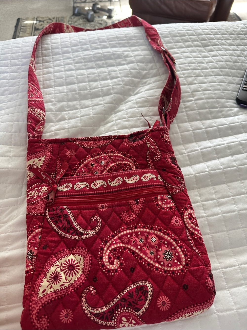 Vera Bradley Red Paisley Quilted Crossbody